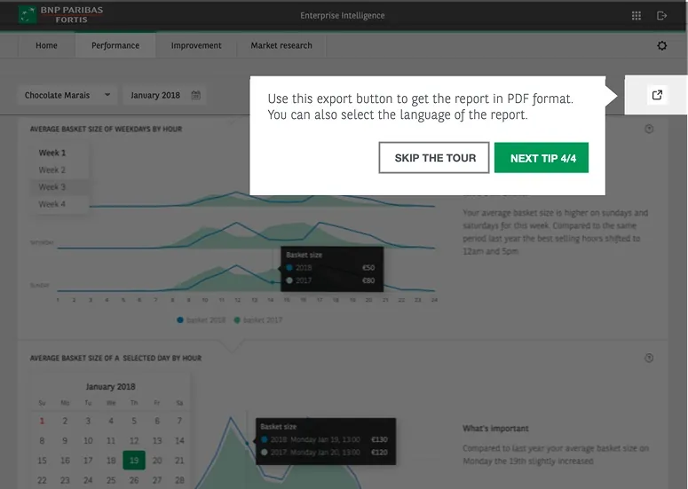 Vierde stap: het rapport exporteren als PDF, met taalkeuze.