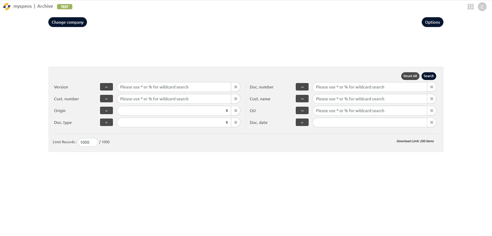 De tool Archive: een zoekformulier op documentnummer, zonder link met productie of levering.
